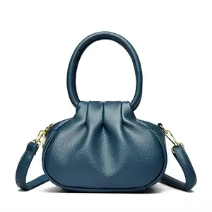M103-Ruched Cloud Mini Handbag with Detachable Strap, Soft PU Leather Crossbody Bag for Women