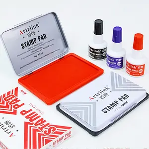 Large Quick-Dry Stamp Pad, Fast Drying Ink for Financial Stamps, Sponge and Water-Based Ink, Square Iron Box, Multiple Sizes, Daily Use