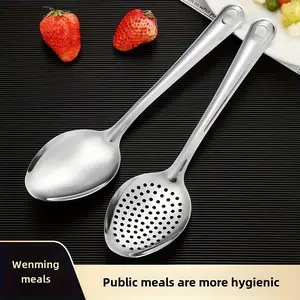 Stainless Steel Utensils Set, Long Pointed Spoon for Home Kitchen, Hotel Public Vegetable Spoon, Stainless Steel Strainer Included