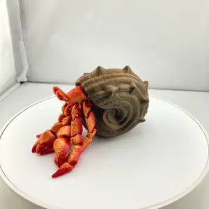 3D Printed Removable Hermit Crab With Shell Figurine Decor Room