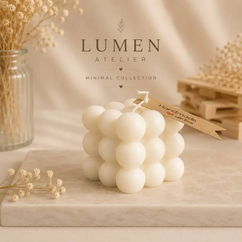 Bubble Cube Candle, Scented Decorative Candle for Home Living Room Tabletop Decoration 100% SoyWax