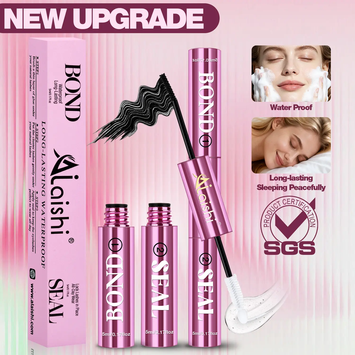 [New Upgrade] Ailaishi 2 in 1 Liquid Bond & Seal Waterproof Lash Cluster Glue - Strong Adhesion, Beginner-Friendly, for Adults, Beauty & Personal Care False Eyelashes & Adhesives, Summervibes Use, Adhesion False Eyelashes & Adhesives