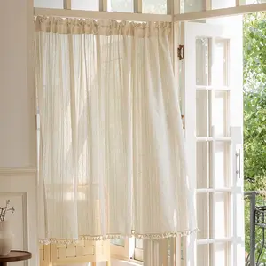 Solid Color Linen Curtain, 1 Count Modern Simple Window Curtain, Window Drapes for Home Living Room Bedroom Decor, Home Decor