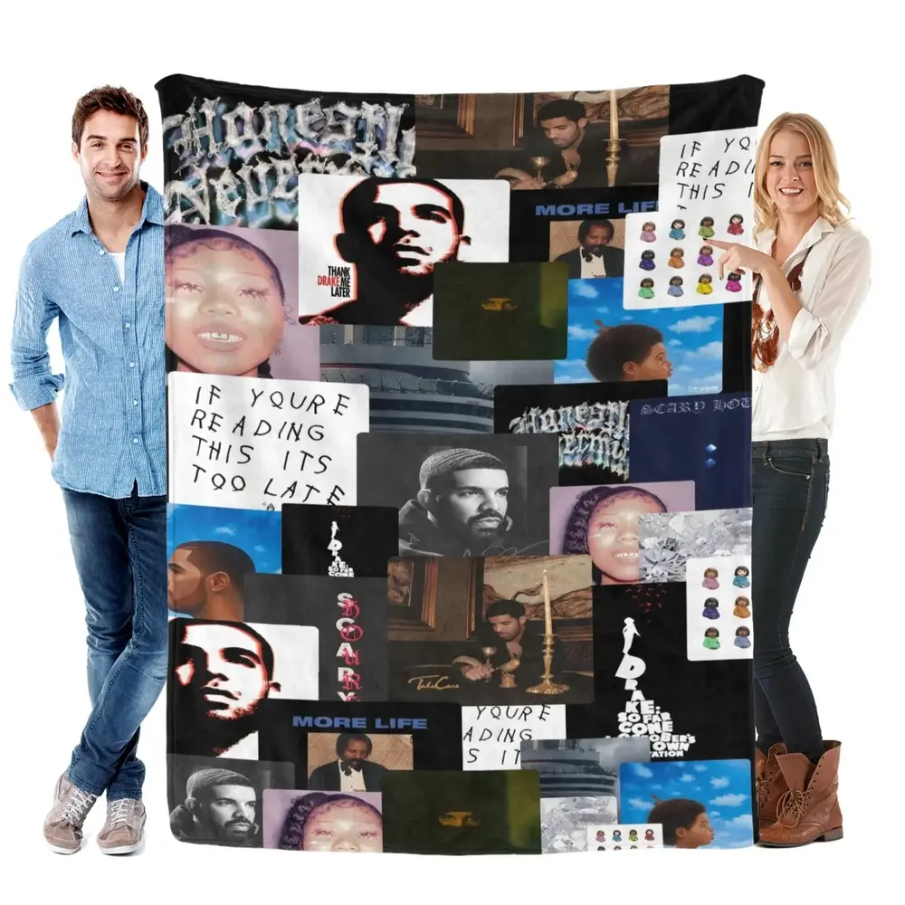 Drake If You're Reading This Album Collage Flannel Throw Blanket, Soft Cozy Lightweight Plush, Unique Christmas Holiday Gift for Drake Fans, All-Season Couch Bed Home Decor Room Decor