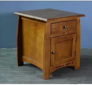 Crafters and Weavers Mission Quarter Sawn White Oak 1 Drawer 1 Door Inlay End Table - Model A23 Brown CWA23-MC