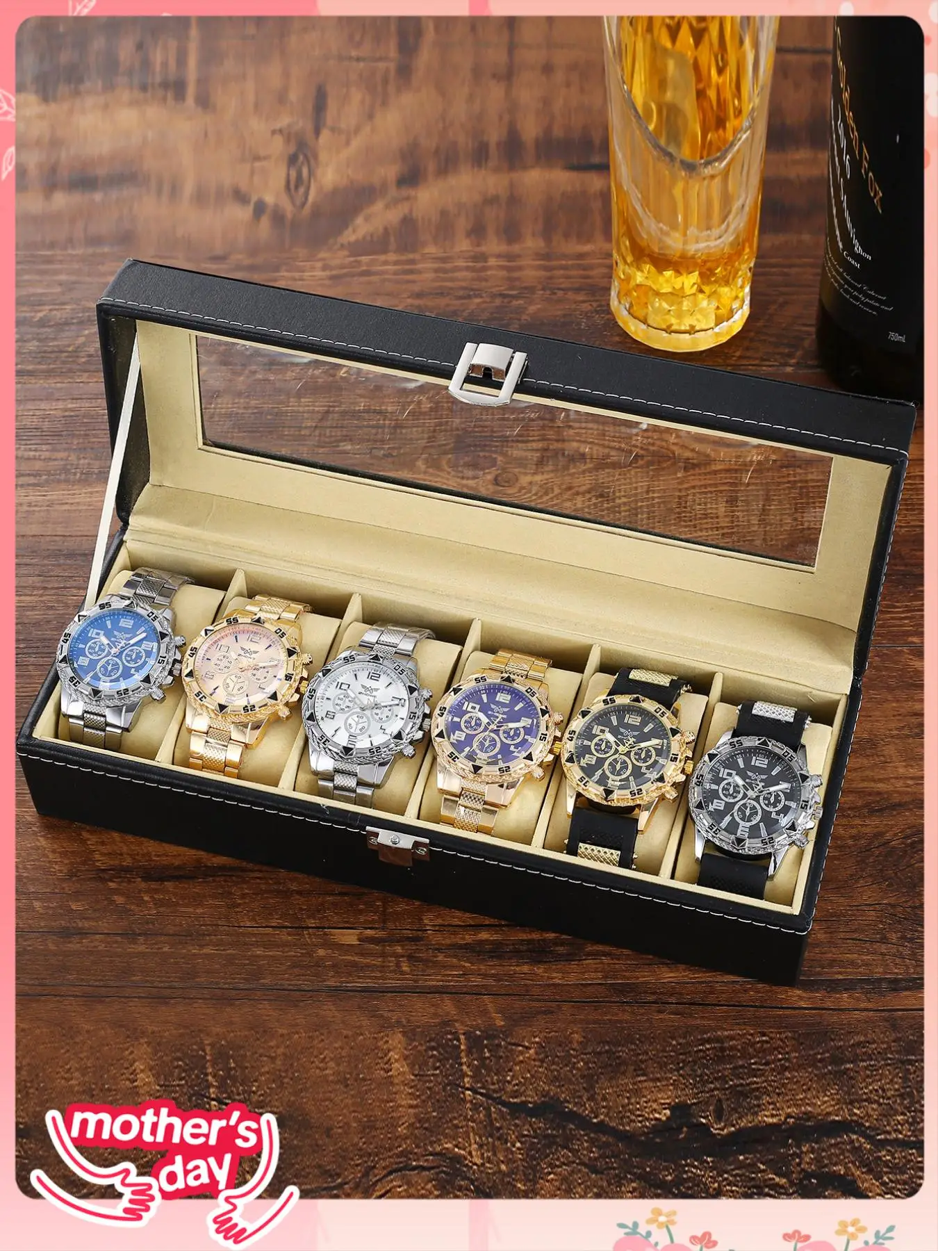 Men's Business Modern Round Dial Analog Quartz Watch Set, Gifts for Boyfriend, Men's Exquisite Watch Set with Box, Fashionable Watches for Men, Luxury