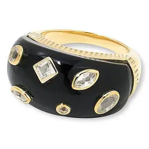 Rarities Fine Jewelry Rarities Gold-Plated Sterling Silver Gemstone Cigar Band Ring