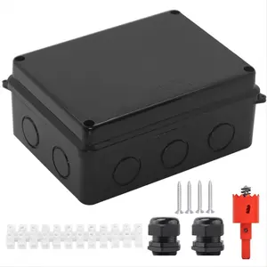 Electrical Box, Outdoor Waterproof Box IP65 Junction Box with Reserved Holes,Project Box Power Cord Enclosure Black
