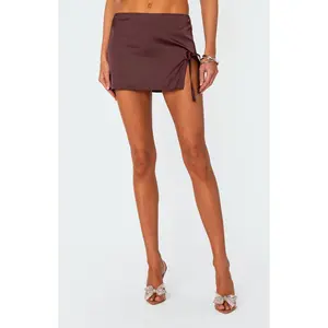 Edikted Women's Bea Bow Ribbon Slit Satin Mini Skirt - Multicolor