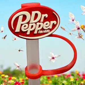 Dr Pepper Oval Straw Topper - Classic Design, Red Color, Stylish Beverage Topper, Perfect for Drinkware, Ideal for Special Occasions Celebrations