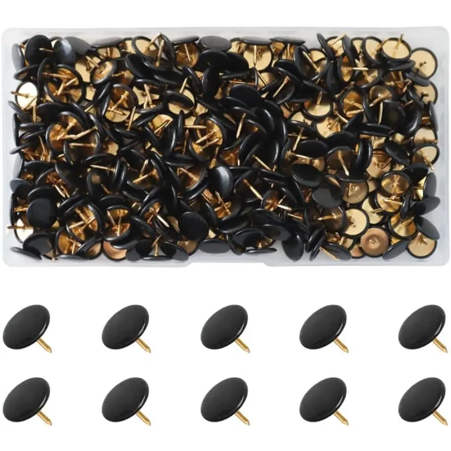 300 count Thumb, Tacks Plastic Round  Thumbtack, Plastic Roundness Push Pins, Roundness  Thumbtack for Map, Office, Photo Wall, Cork Board (Black)