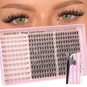 250Pcs Natural Lash Clusters Kit Cluster Eyelash Extensions Kit Wispy DIY C Curl Individual Lashes Clusters With Bottom Eyelashes