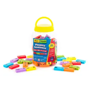 Educational Insights Phonics Dominoes – Short Vowels - Manipulative for Classroom & Home, Set of 84 Dominoes in 6 Colors, Ages 6+