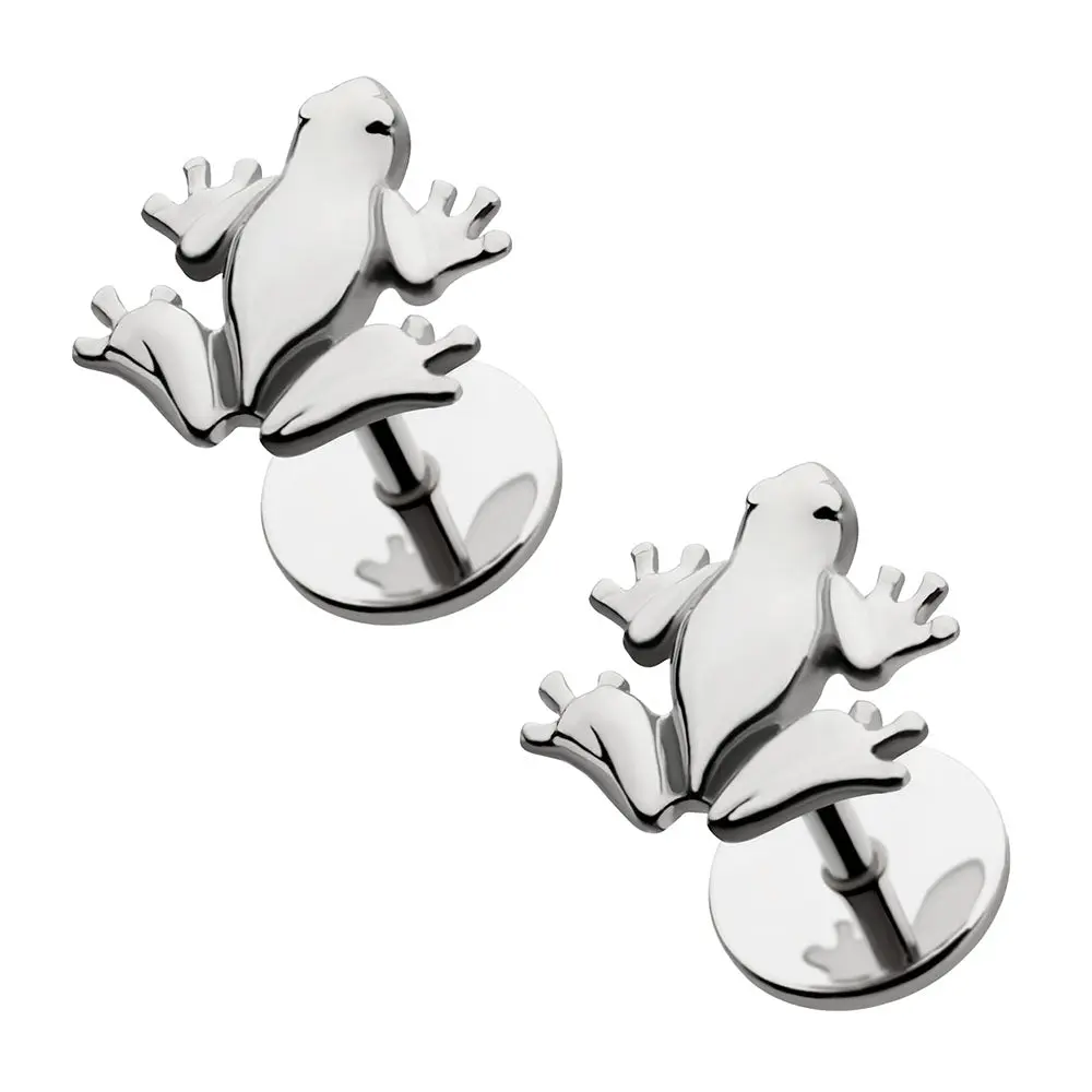 Frogs - 316L surgical-grade stainless steel flat back tree frog earrings made by Comfy Earrings. The original flat-back earrings.