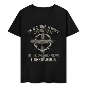 I'm Not That Perfect Christian  I'm The One That Knows T-Shirt  Graphic tees Casual Shortsleeve funny Hoodie Sweatshirt Washed T-shirt Round Neck Streetwear