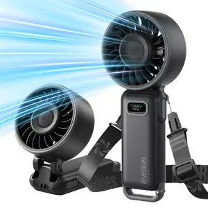 DiveBlues D6036 Portable Handheld Turbo Fan with Strong Airflow 15 Hours Battery Operated 100 Gear Speed for Neck 5 in 1 Foldable with HD Display & USB-C Charging for Summer Travel Outdoor Use Activities Beach Indoor Office Desk Concerts summervibes