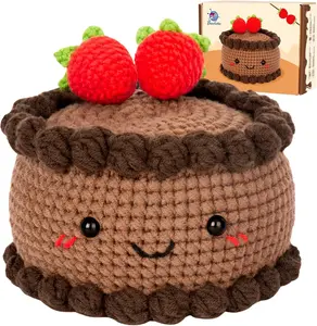 CROCHETTA All-In-One Crochet Starter Kit for Beginners with 40% Extra Yarn Step-by-Step Video Tutorials DIY Knitting Supplies for Adults Kids Chocolate Strawberry Cake Pattern
