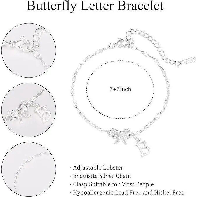 I letter bow zircon bracelet