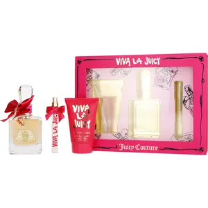 Viva La Juicy Set-Eau De Parfum Spray 3.4 Oz & Body Souffle 4.2 Oz & Eau De Parfum Spray 0.34 Oz Mini For Women
