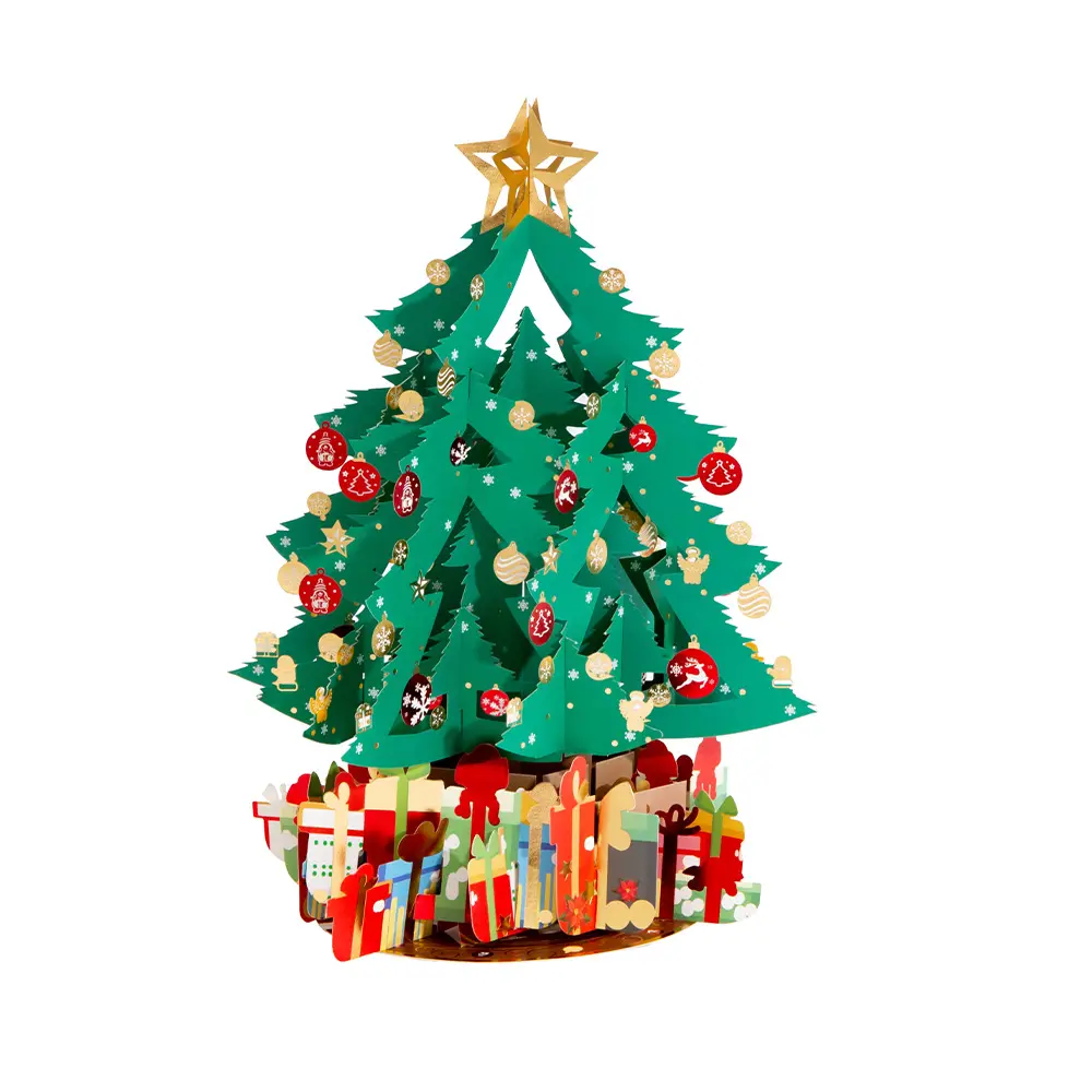 Christmas 3D Pop-Up Christmas Tree Card – Holiday Greetings Gift for Desktop Display