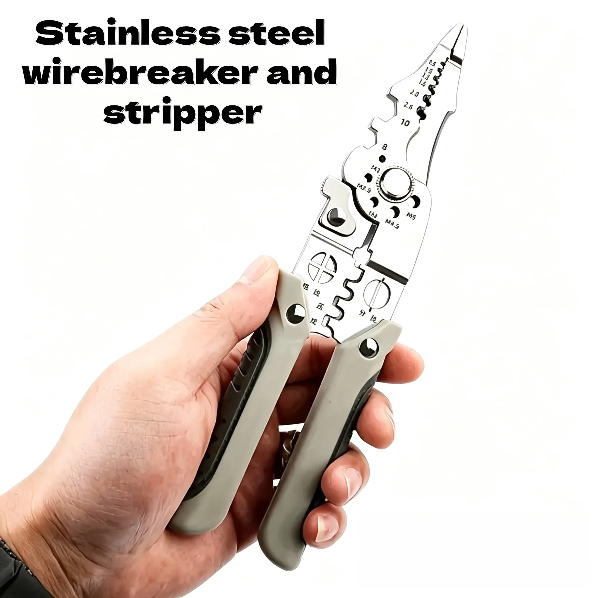 Multi Function Wire Stripping Pliers, Stainless Steel Wire Cutter Crimper Stripper Tool, Multi-Size Cable Terminal Crimping Pliers for Electrician Household Wiring DIY Repair