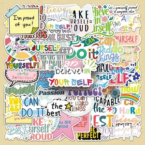 Self Affirmation Sticker, 50pcs/set Creative DIY Craft Decorative Sticker, Sticker Sheets, Scrapbooking & Stamping Supplies for Home School Office, Diy Kits, Sticker Packs