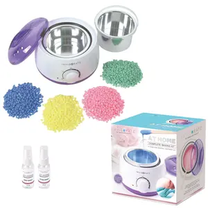 At-Home Complete Waxing Kit for Women & Men – Wax Warmer Machine, Aromatic Hard Wax Beads, Prep & After Spray, Wooden Applicator Sticks – Hair Removal Kit for Face, Legs, Arms & Bikini