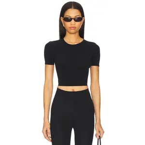 Commando Ballet Body Cropped Crewneck Tee in Black