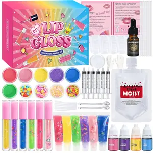 Lip Gloss Making Kit, Fun Lip Gloss Kit to Make Your Own Lip Gloss for Girls, Women, Teens with Moisturizing Lipgloss Base, Jojoba Oil, Tubes, Pigments Lipgloss Set Christmas Gift for Women