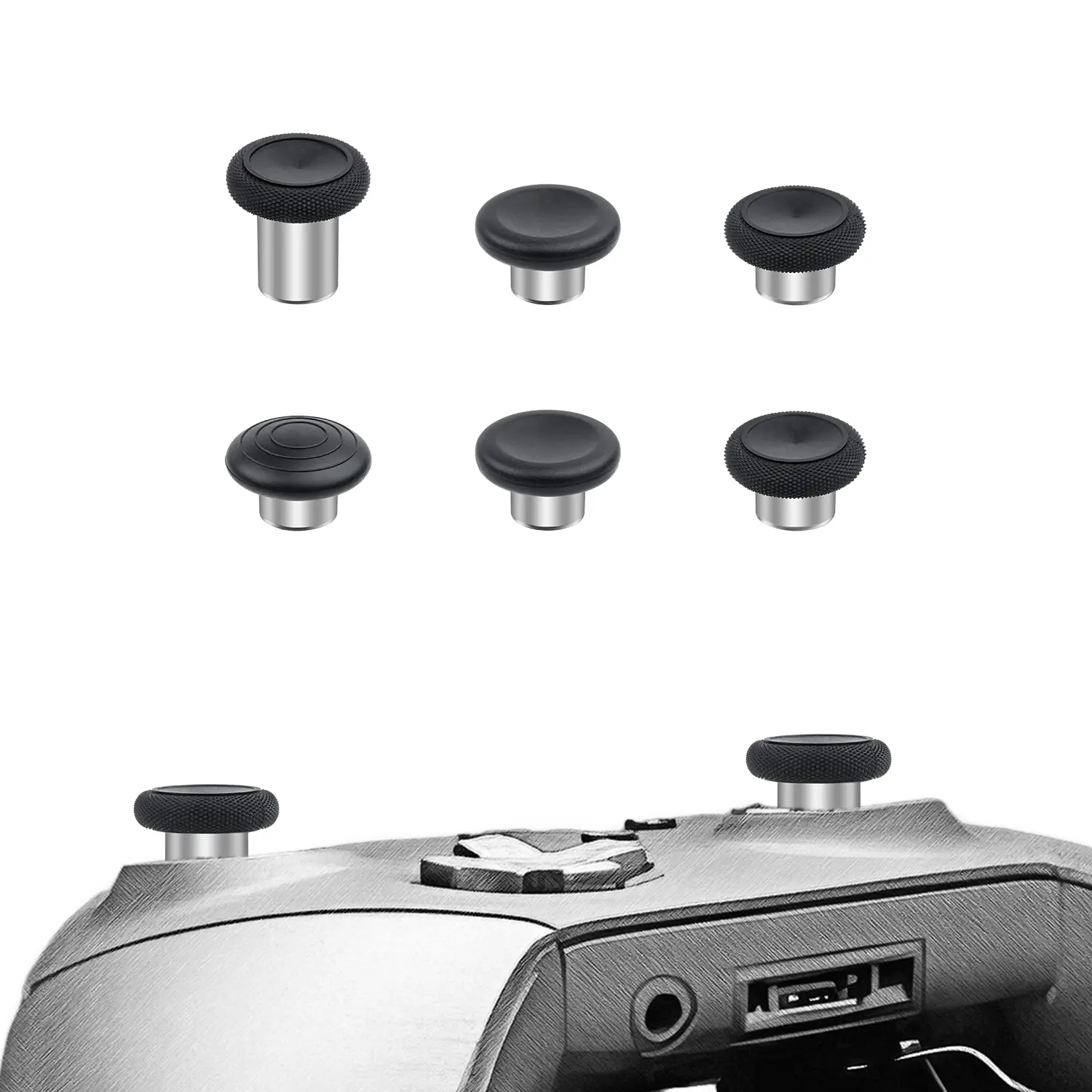 Mcbazel 6-Piece Metal Steel Performance Thumbsticks & Custom Buttons Replacement Set - Magnetic Multi-Size Thumb Grips, Console Accessory, Thumbstick Controller Repair Tools & Replacement Parts for Xbox Elite Series 2 Controller
