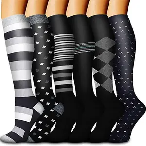6 Pairs of Compression High-quality Sports Socks for Men and Women, Suitable for Running and Hiking, Comfortable and Lightweight Fabric, Moisture-wicking, Closed Toe Design, Non-slip Long Tube Support Socks, Suitable for Running and Traveling, football