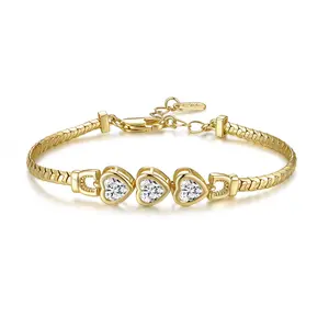 MEIITRUE 14K Gold Snake Chain Heart Bracelet for Women, Dainty Heart Zirconia Snake Chain Bracelet Stylish Gift for Women Feminine & Hypoallergenic Jewelry, Symbol of Pure Love and Warmth