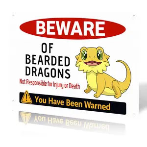 Beware of Bearded Dragons Sign - Fun Tank Accessory and Decor for Bearded Dragon Enthusiasts |   Humorous Warning Sign for Reptile Room, 12" * 8"