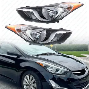 For 2011 2013 Hyundai Elantra Chrome Halogen Headlights Assembly Left Right Pair-