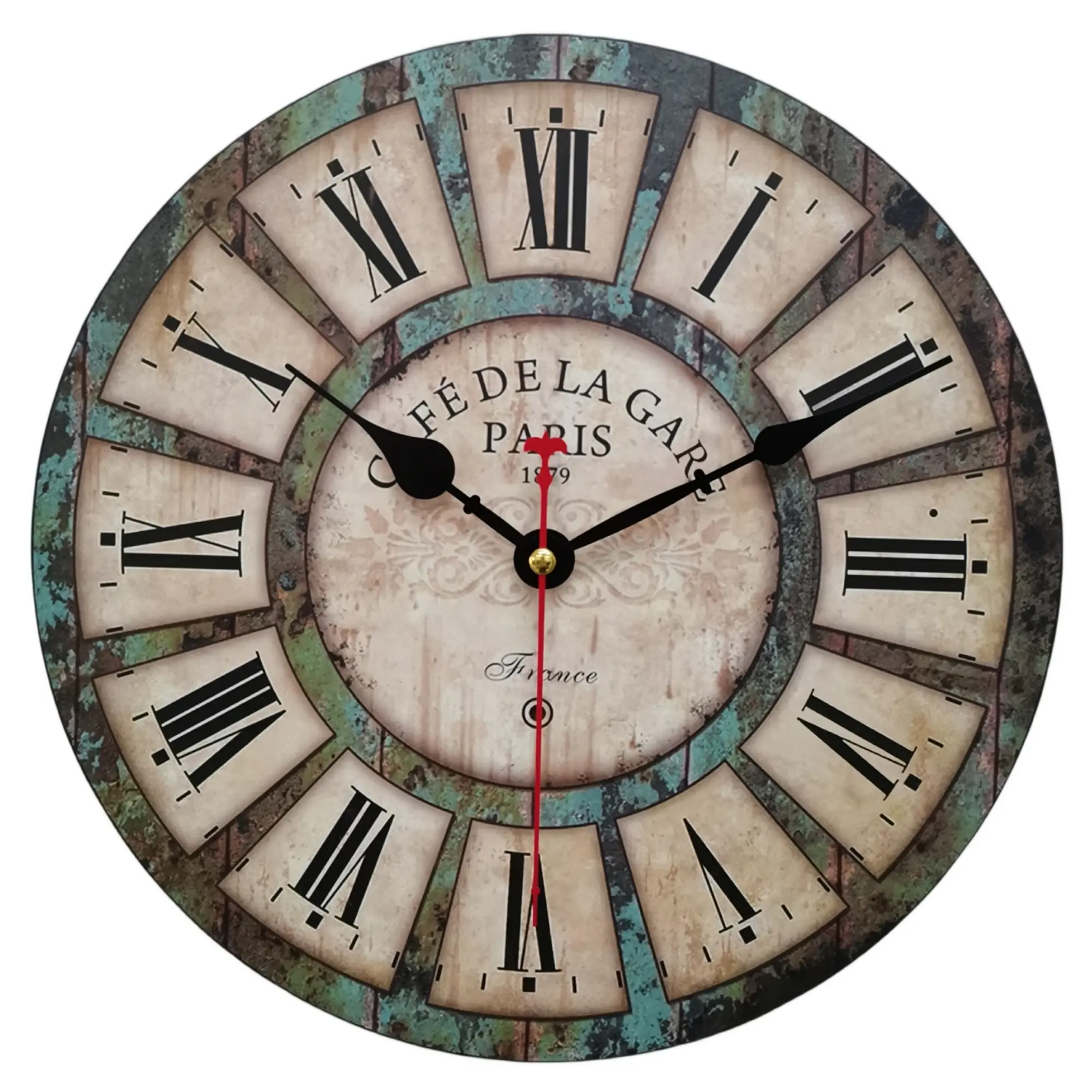 Rustic Round Wooden Silent Analog Wall Clock - Vintage Farmhouse Home Decor for Kitchen, Living Room, Silent Wall Clock, Analog Clock