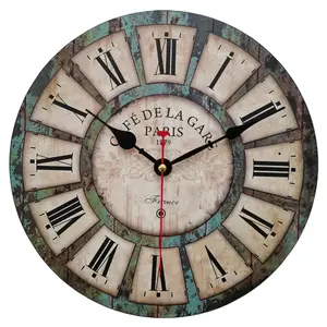 Silent Wood Wall Clock, Rustic Country Clocks, Vintage Farmhouse Home Decor Clock for Kitchen, Bedroom, Living Room, Office