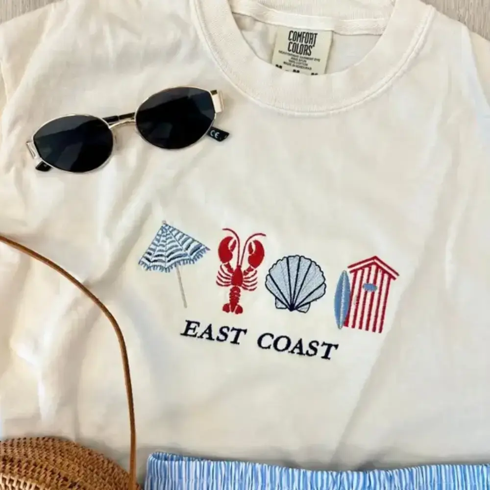 [MADE IN US] East Coast' Embroidered T-Shirt - Casual Summer Style Top for Women & Men in Various Colors