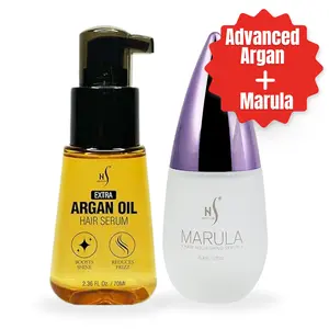 HerStyler Advanced Argan Oil & Marula Oil Hair Serum Set – Dual Pack for Frizz Control, Shine, and Straightening