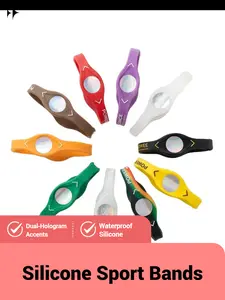 6pc Silicone Hologram Sports Bracelet Pack, Athletic Performance Wristbands for Sports & Outdoor Use