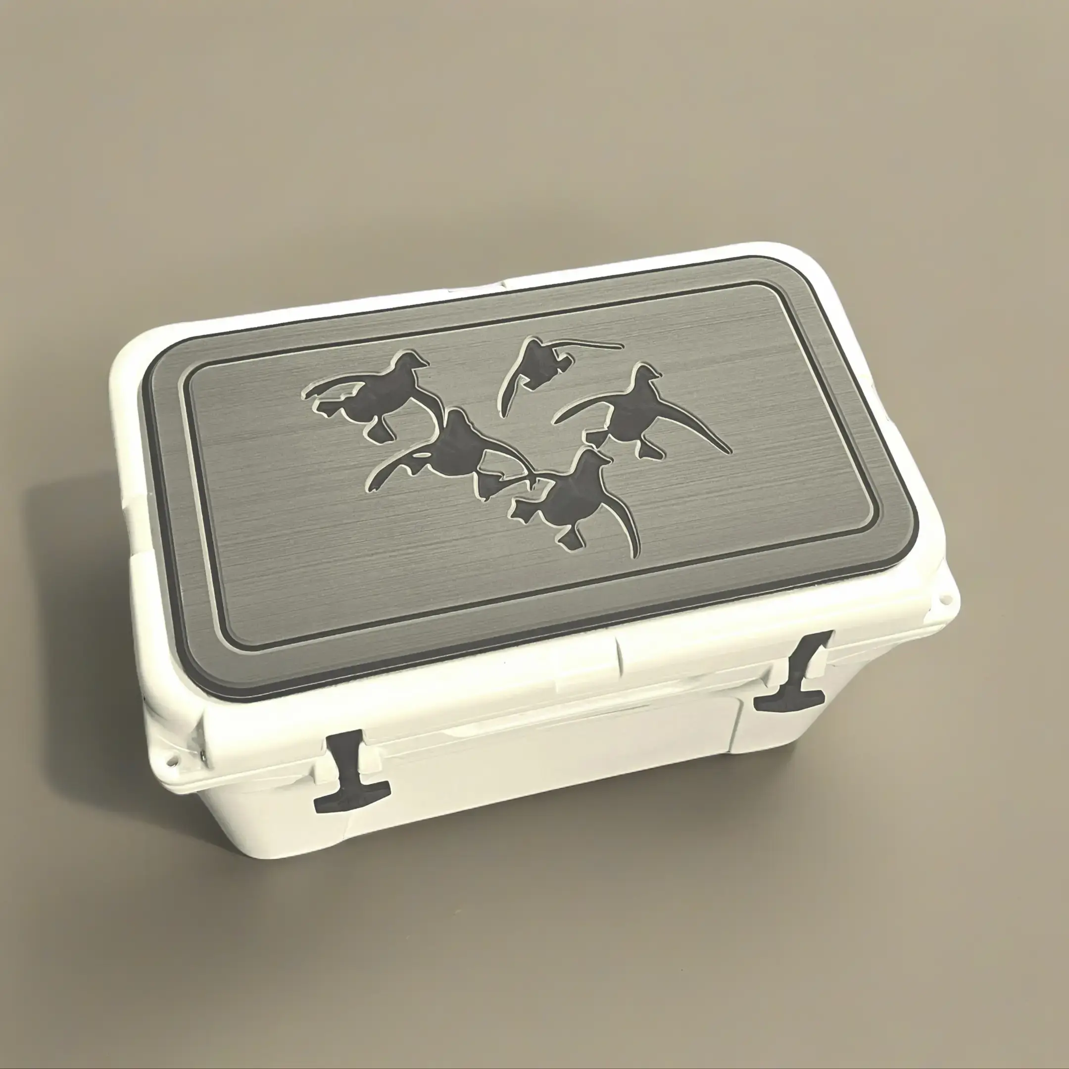 Vortex YETI Cooler Pad with Cupped Ducks Logo - Top Fits YETI Tundra, Haul,Roadie, Wheeled Cooler Lid Dark Gray/Black Mat Easy Peel Stick Application 3M Adhesive Perfect for your cooler top