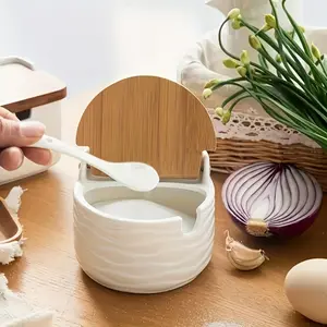 1pc White Ceramic Spice Dispenser, Flip-top Seasoning Jar, Condiment Storage Bottle, Salt Pepper Shakers, Suitable for Kitchen and Restaurant Salt, Sugar, and Spice Storage Containers, Kitchenware, Kitchen Gadgets, Home