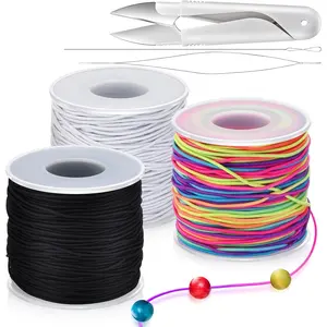 492 Ft Stretchy Bracelet String 1mm Elastic String for Bracelets 3 Roll Elastic String Elastic Cord for  Making Necklaces Beading Crafts with  & Beading (Rainbow, White, Black)