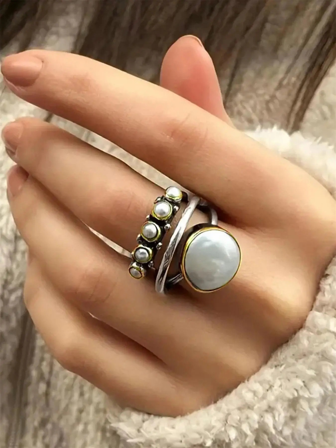 Elegant Faux Pearl Decorated Copper Ring, Fashion Rings, Vintage Fashionable Party Jewelry For Women, Wedding Engagement Bridal Jewelry Gift