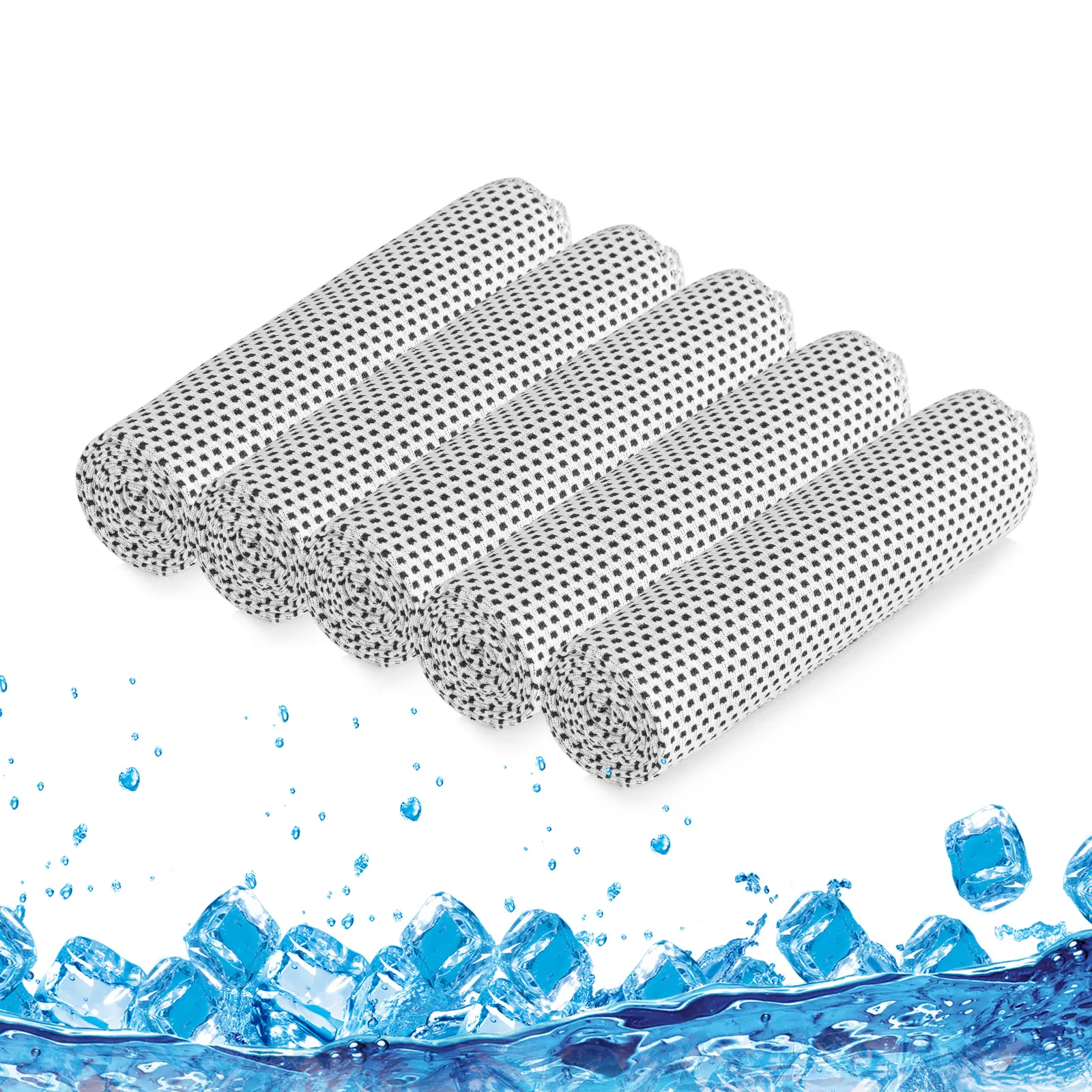 5-Pack Polyester Cooling Towels, Soft Breathable Neck Wrap for Men & Women, 12x34 in Ice Towel for Workout, Gym, Running & Outdoor Sports, Lightweight Soft Towel