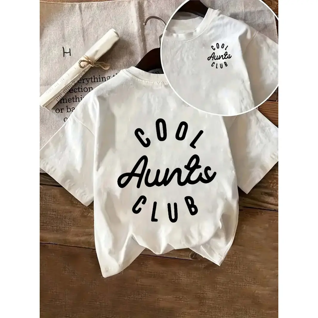 Womens Cute Graphic Tee Cool Aunts Club Cotton Short Sleeve T Shirt Funny Auntie Gift Casual Summer Top Soft Breathable Crewneck Everyday Outfit