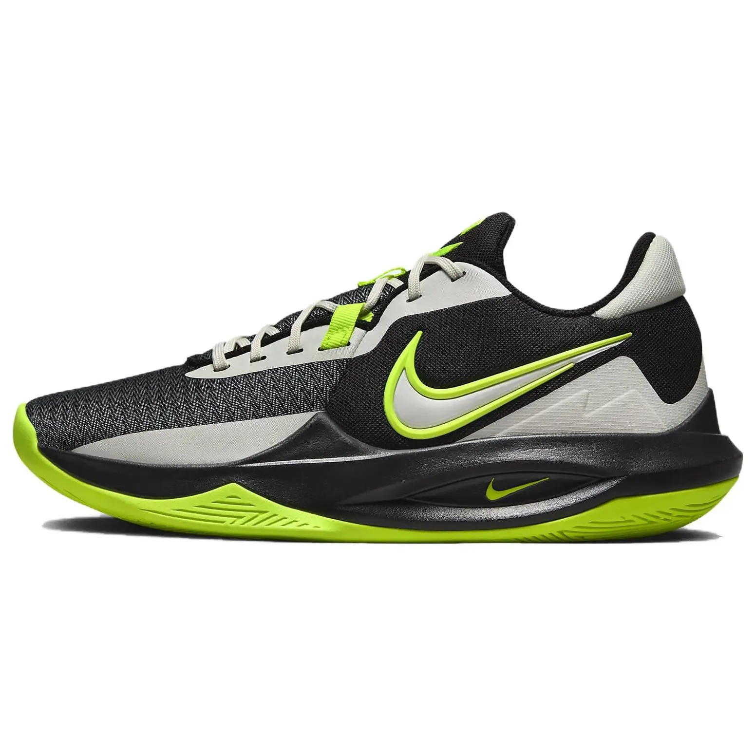 Nike Precision 6 Black Volt Sail Versatile Cushioned Durable Low Top Basketball Shoes Men's Grey DD9535-009