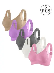 Women's Seamless Wireless Sports Bra Set, Comfortable Support, Anti-Sag Full Coverage Design, Breathable Non-Slip Fabric, Ideal for All Seasons, Sporty Breathable Bras