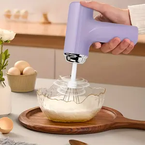 Electric Egg Beater Hand Mixer Handheld Egg Whisk Cordless 3 Speed Food Mixer for Cappuccino Matcha Dough Eggs Batter Cream Compact Lightweight with 2 Mixing Whisks