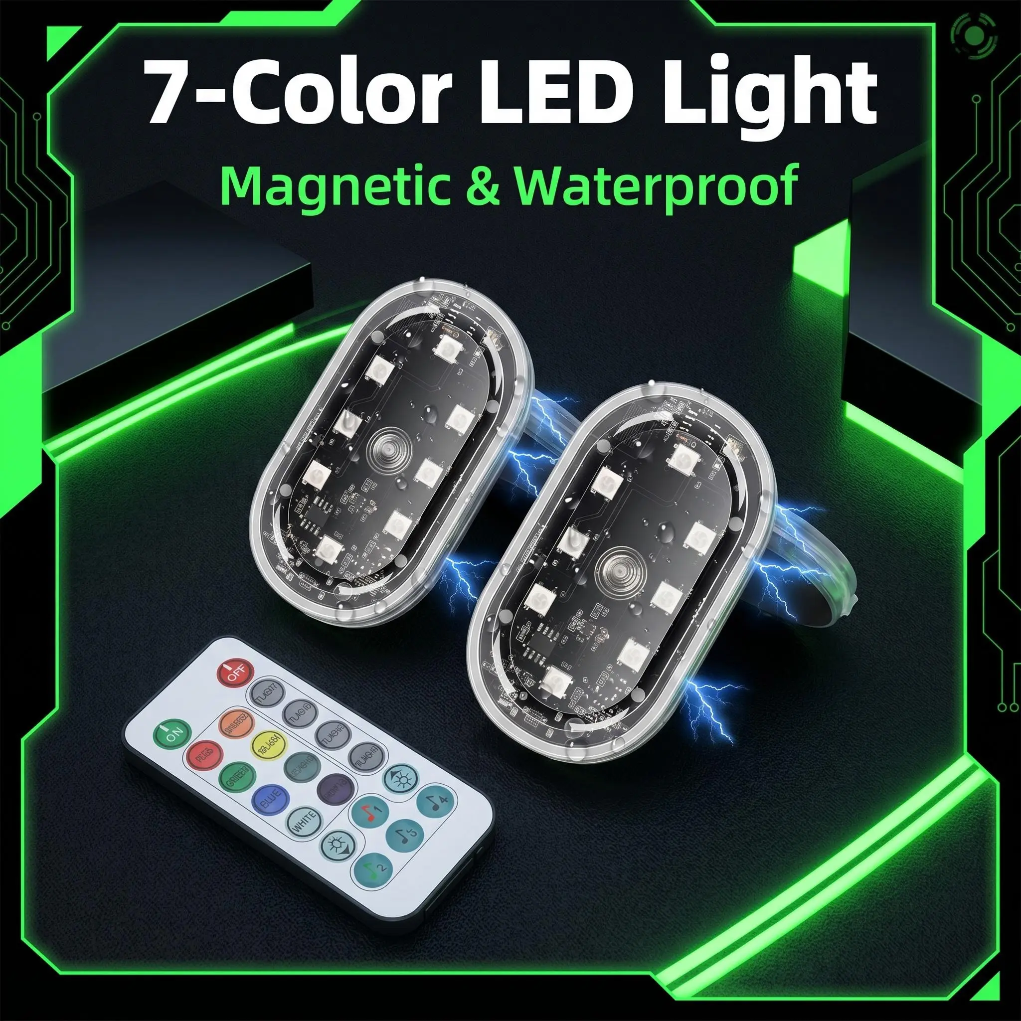 8-Color Car Ambient Light – Wireless Remote Control LED Atmosphere Light, Touch Sensor, Multi-Mode Interior Car Lighting