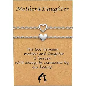 DearYou Studio B Mother Daughter Bracelets Set 18k Gold Plated Heart Bracelets for Women Jewelry Gifts for Mom from Daughter